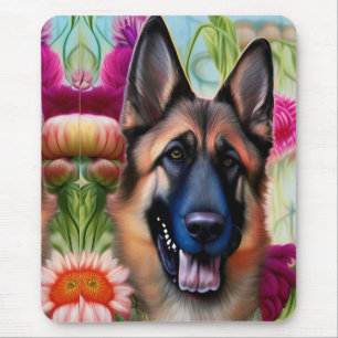 German Shepherd in the Garden  Mouse Mat