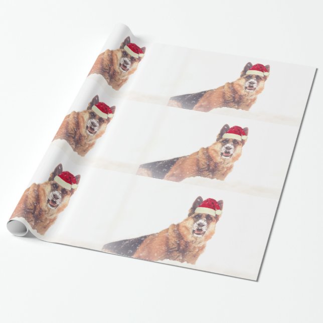 German Shepherd in the Snow Holiday Gift Paper (Unrolled)