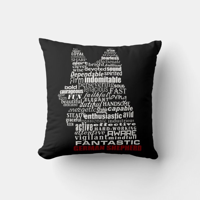 German Shepherd in Words Cushion (Front)