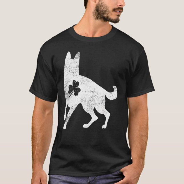 German Shepherd Irish C St Patrick Day Dog T-Shirt (Front)