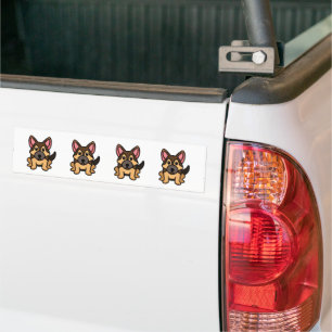german shepherd kawaii black and tan cartoon bumper sticker