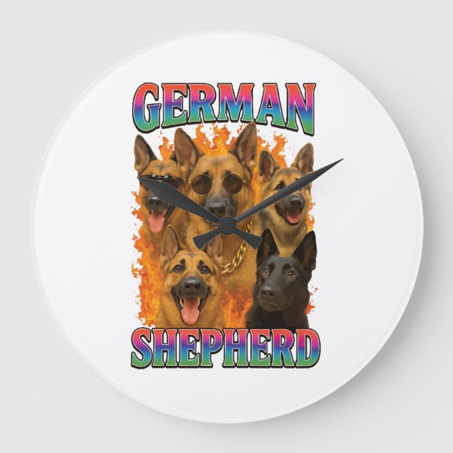 German Shepherd Large Clock (Front)