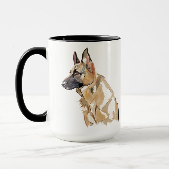 German Shepherd Latte Mug – Dog Mom Coffee Cup (Left)
