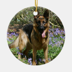 German Shepherd Laying Down Ceramic Tree Decoration