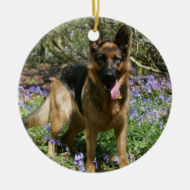 German Shepherd Laying Down Ceramic Tree Decoration (Front)