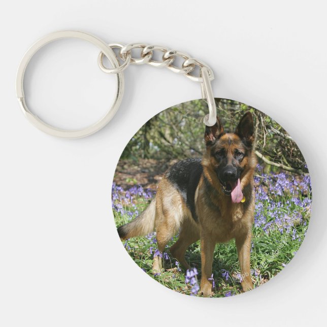 German Shepherd Laying Down Key Ring (Front)