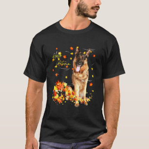German Shepherd Leaf Fall Hello Autumn For Dog T-Shirt