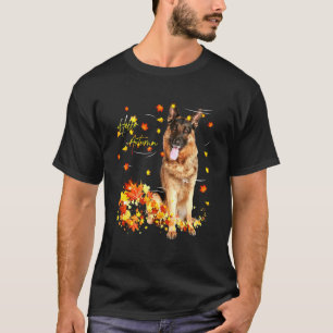 German Shepherd Leaf Fall Hello Autumn For Dog T-Shirt