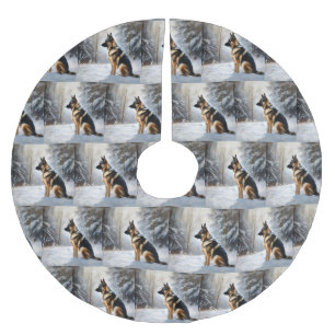 German Shepherd Let It Snow Christmas Brushed Polyester Tree Skirt