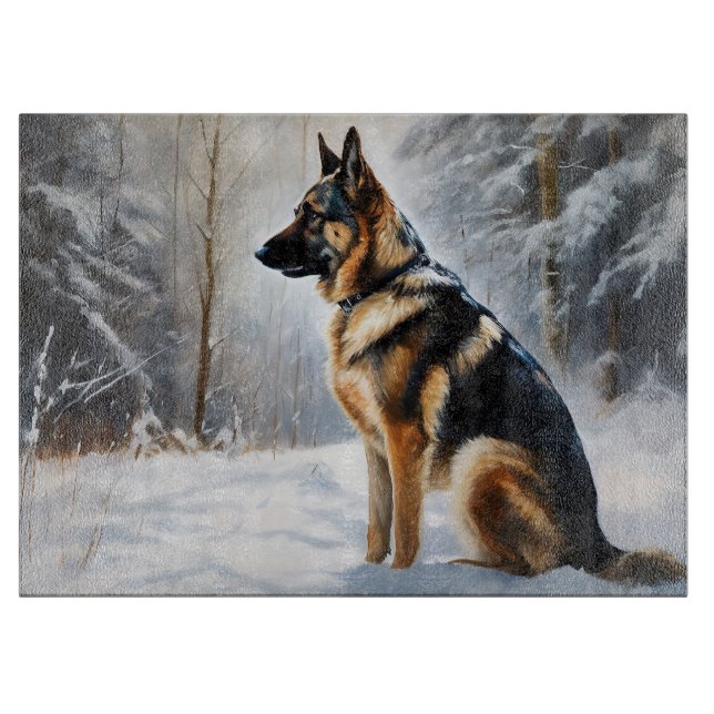 German Shepherd Let It Snow Christmas Cutting Board (Front)