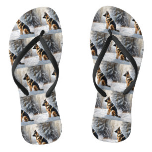 German Shepherd Let It Snow Christmas Flip Flops
