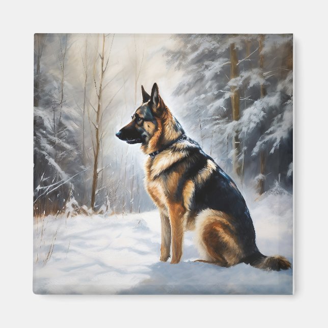 German Shepherd Let It Snow Christmas Magnet (Front)