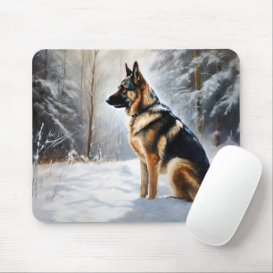 German Shepherd Let It Snow Christmas Mouse Mat