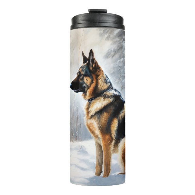 German Shepherd Let It Snow Christmas Thermal Tumbler (Front)