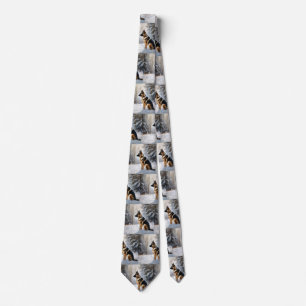 German Shepherd Let It Snow Christmas Tie