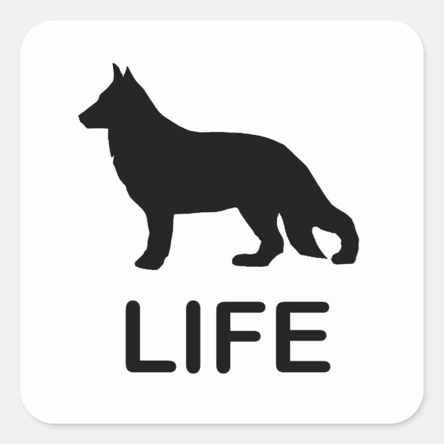 german shepherd life silhouette square sticker (Front)