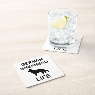 german shepherd life square paper coaster