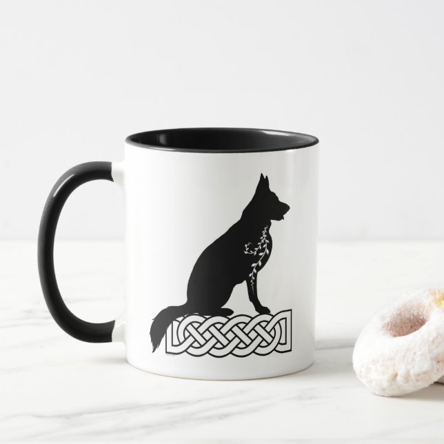 German Shepherd Loki Sailor’s Knot  Two-Tone Coffe Mug (With Donut)