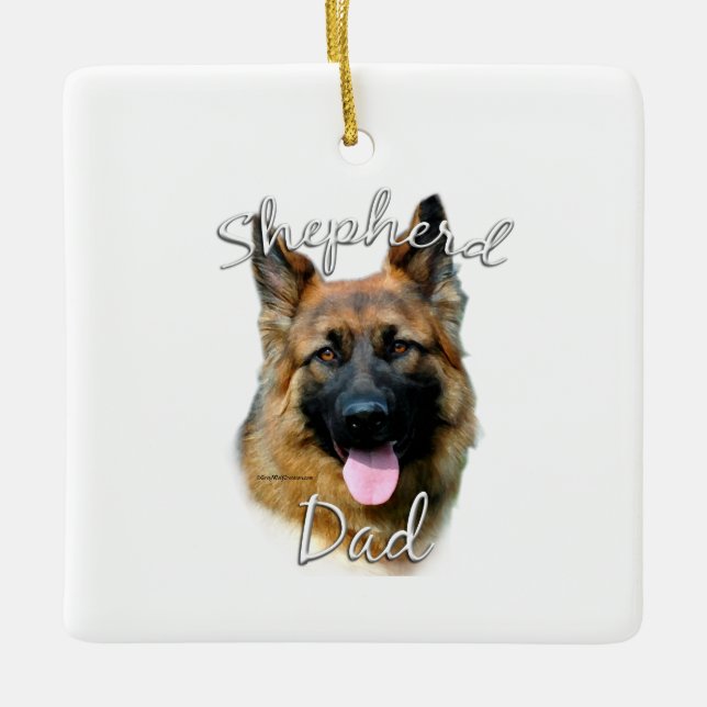 German Shepherd (longhair) Dad 2 Ceramic Ornament (Front)