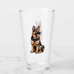 German Shepherd Looking Right Glass