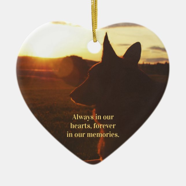 German Shepherd Lost Pet Ceramic Tree Decoration (Front)