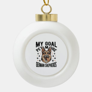 German Shepherd Lover Shirt with Vintage Engraved  Ceramic Ball Christmas Ornament