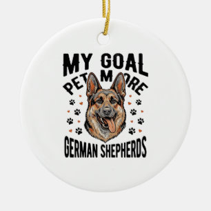 German Shepherd Lover Shirt with Vintage Engraved  Ceramic Tree Decoration
