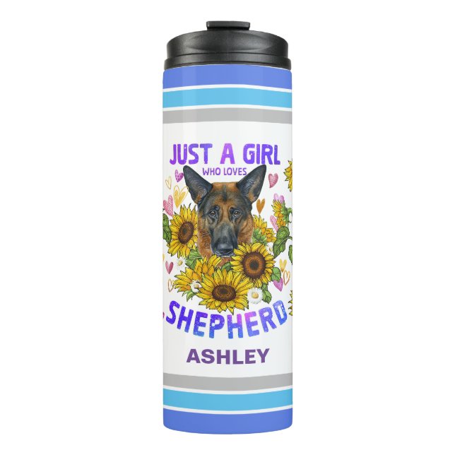 German Shepherd Lover Sunflower Trainer Floral Thermal Tumbler (Front)