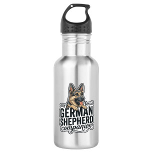 German Shepherd Lover Vintage Engraving Dog Typogr 532 Ml Water Bottle