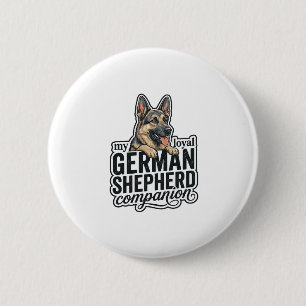 German Shepherd Lover Vintage Engraving Dog Typogr 6 Cm Round Badge