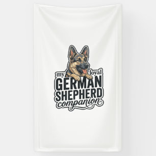 German Shepherd Lover Vintage Engraving Dog Typogr Banner