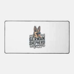 German Shepherd Lover Vintage Engraving Dog Typogr Desk Mat
