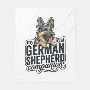 German Shepherd Lover Vintage Engraving Dog Typogr Fleece Blanket
