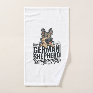 German Shepherd Lover Vintage Engraving Dog Typogr Hand Towel