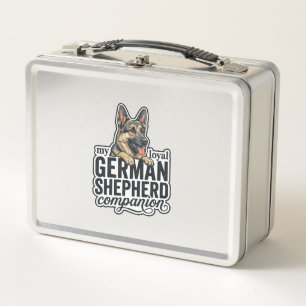 German Shepherd Lover Vintage Engraving Dog Typogr Metal Lunch Box