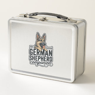 German Shepherd Lover Vintage Engraving Dog Typogr Metal Lunch Box