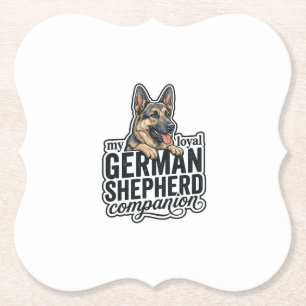 German Shepherd Lover Vintage Engraving Dog Typogr Paper Coaster