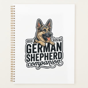German Shepherd Lover Vintage Engraving Dog Typogr Planner