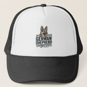 German Shepherd Lover Vintage Engraving Dog Typogr Trucker Hat