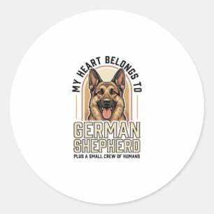 German Shepherd Lover Vintage Engraving Funny Dog Classic Round Sticker