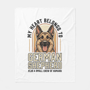 German Shepherd Lover Vintage Engraving Funny Dog Fleece Blanket