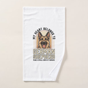 German Shepherd Lover Vintage Engraving Funny Dog Hand Towel