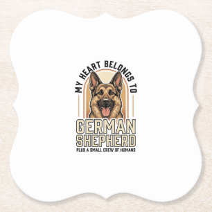 German Shepherd Lover Vintage Engraving Funny Dog Paper Coaster