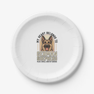 German Shepherd Lover Vintage Engraving Funny Dog Paper Plate