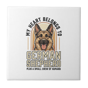 German Shepherd Lover Vintage Engraving Funny Dog Tile