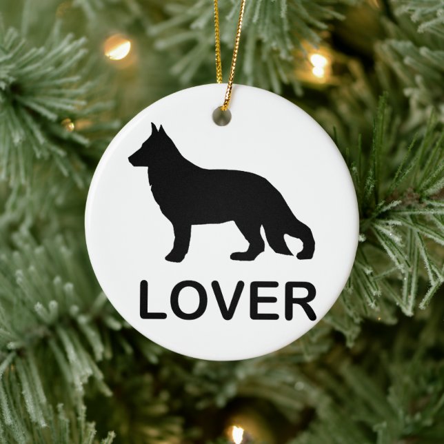 German Shepherd Lover with Silhouette Ceramic Tree Decoration (Tree)