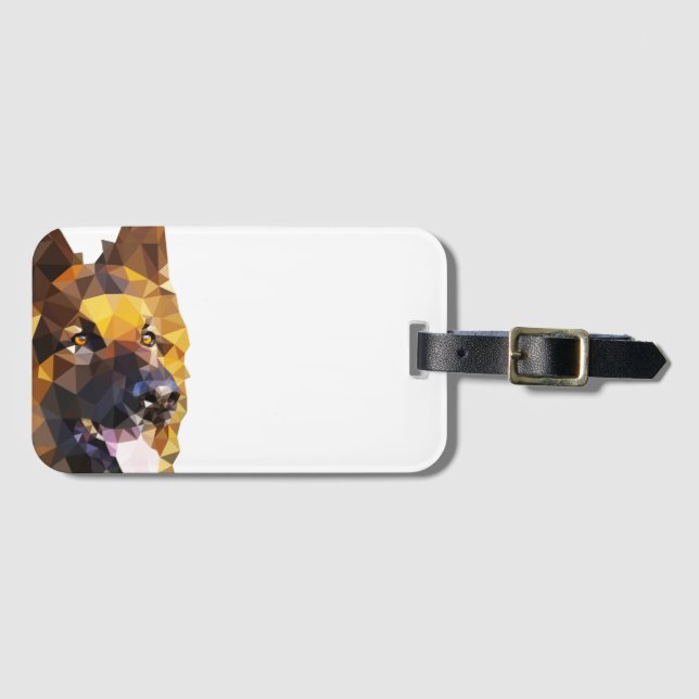 German Shepherd Low Poly Art Luggage Tag (Front Horizontal)