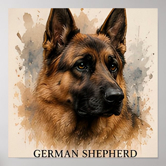 German Shepherd Loyal Working Dog Gift Poster (Front)