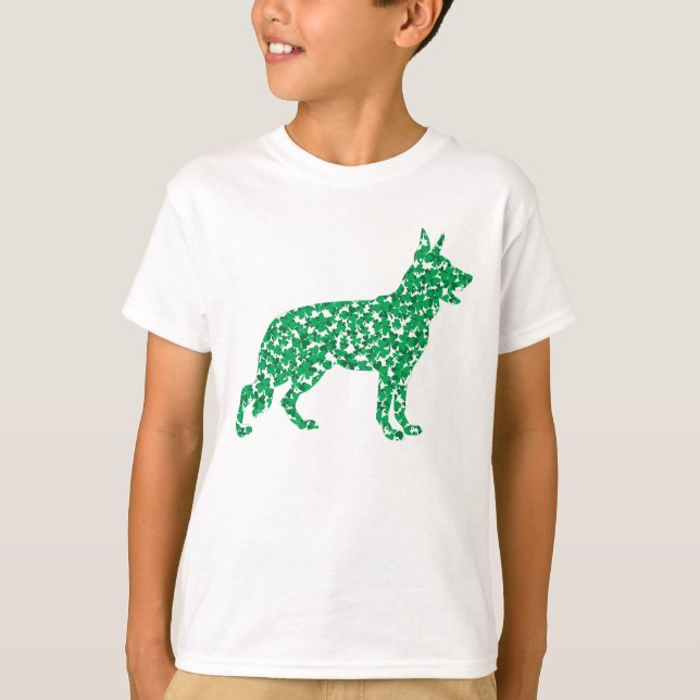 German Shepherd made of Shamrocks T-Shirt (Front)
