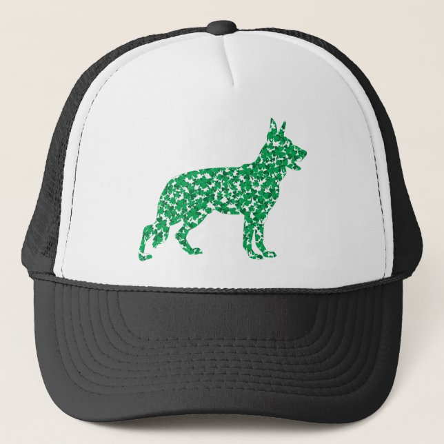 German Shepherd made of Shamrocks Trucker Hat (Front)
